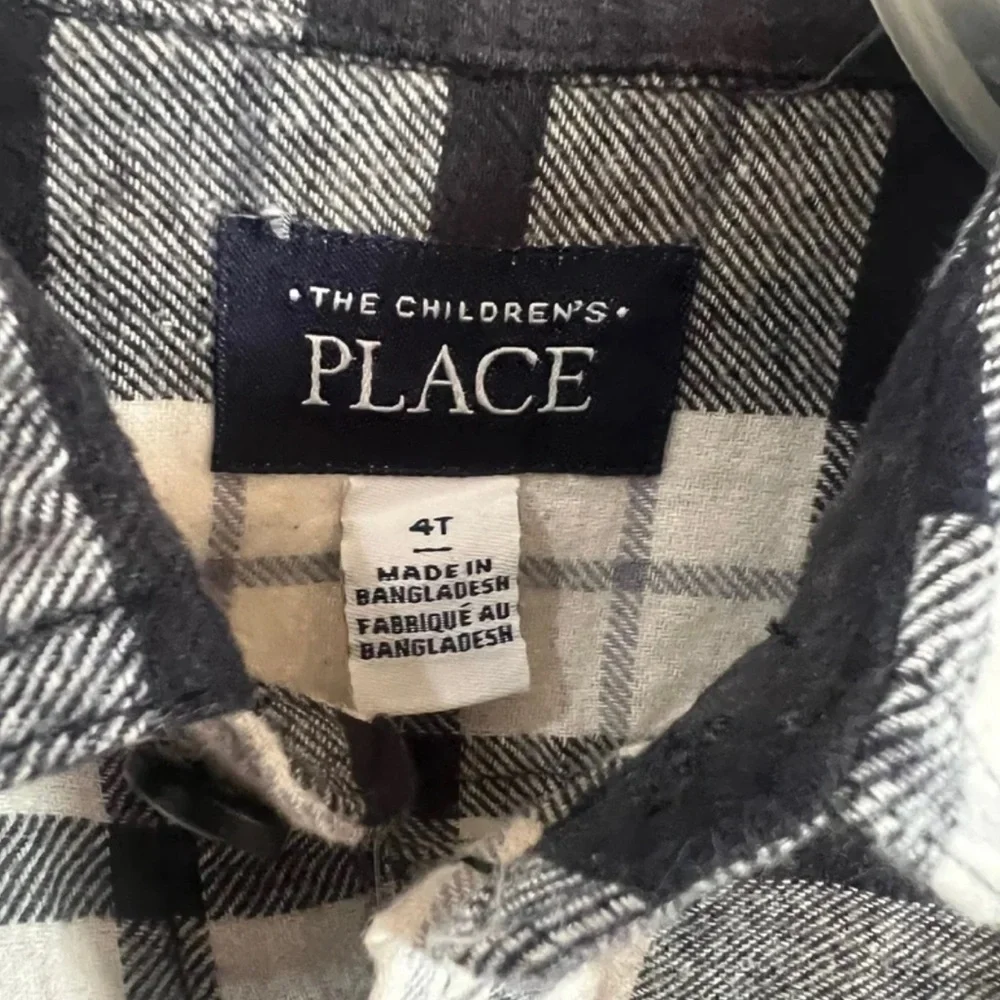 Classic Black & White Plaid Button-Down Toddler Boys 4T – NWT